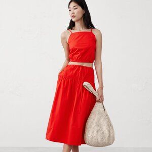 Banana Republic Factory BR skirt Poplin Drop-Waist Midi Skirt SM S Small